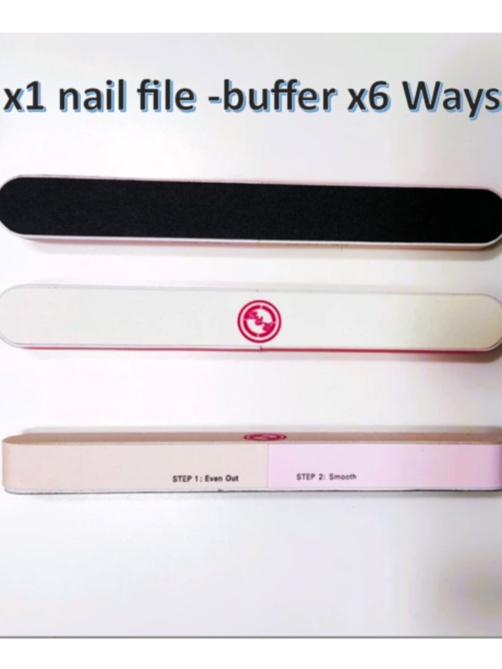 6 Way Buffing Nail File Buffer NEW Pink Regular Size (not mini)
